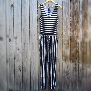 NWT Black and White Striped Jumpsuit